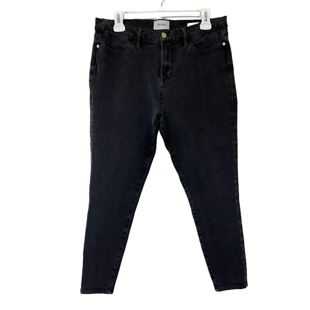 Frame Le High Skinny Jeans Womens Size‎ 33 Short Crop Black Gray
